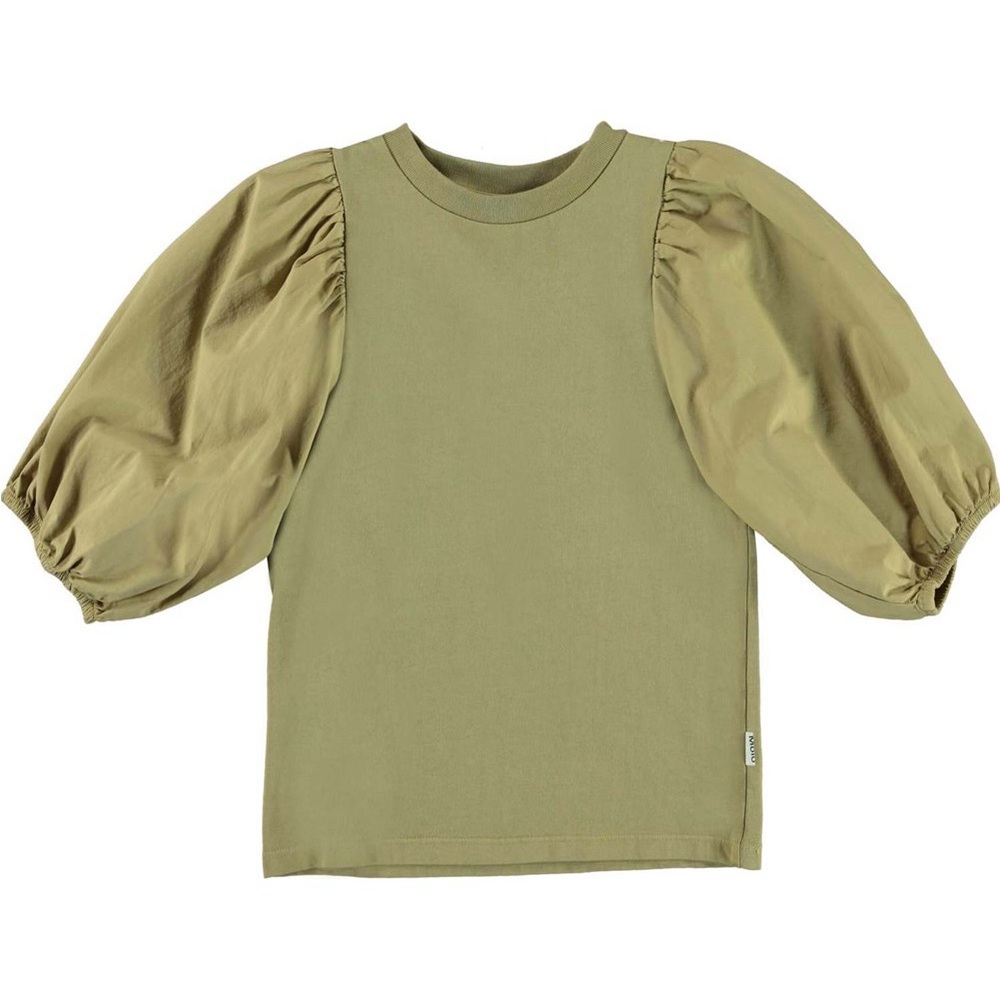 Molo Green Short Sleeve Tee with Puff Sleeves